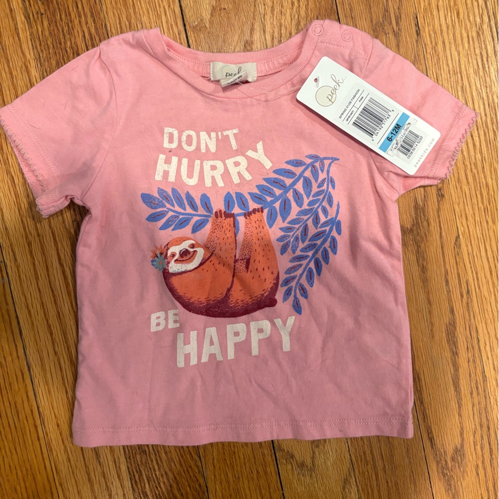 Peek Pink Short Sleeve Tee with Sloth Design